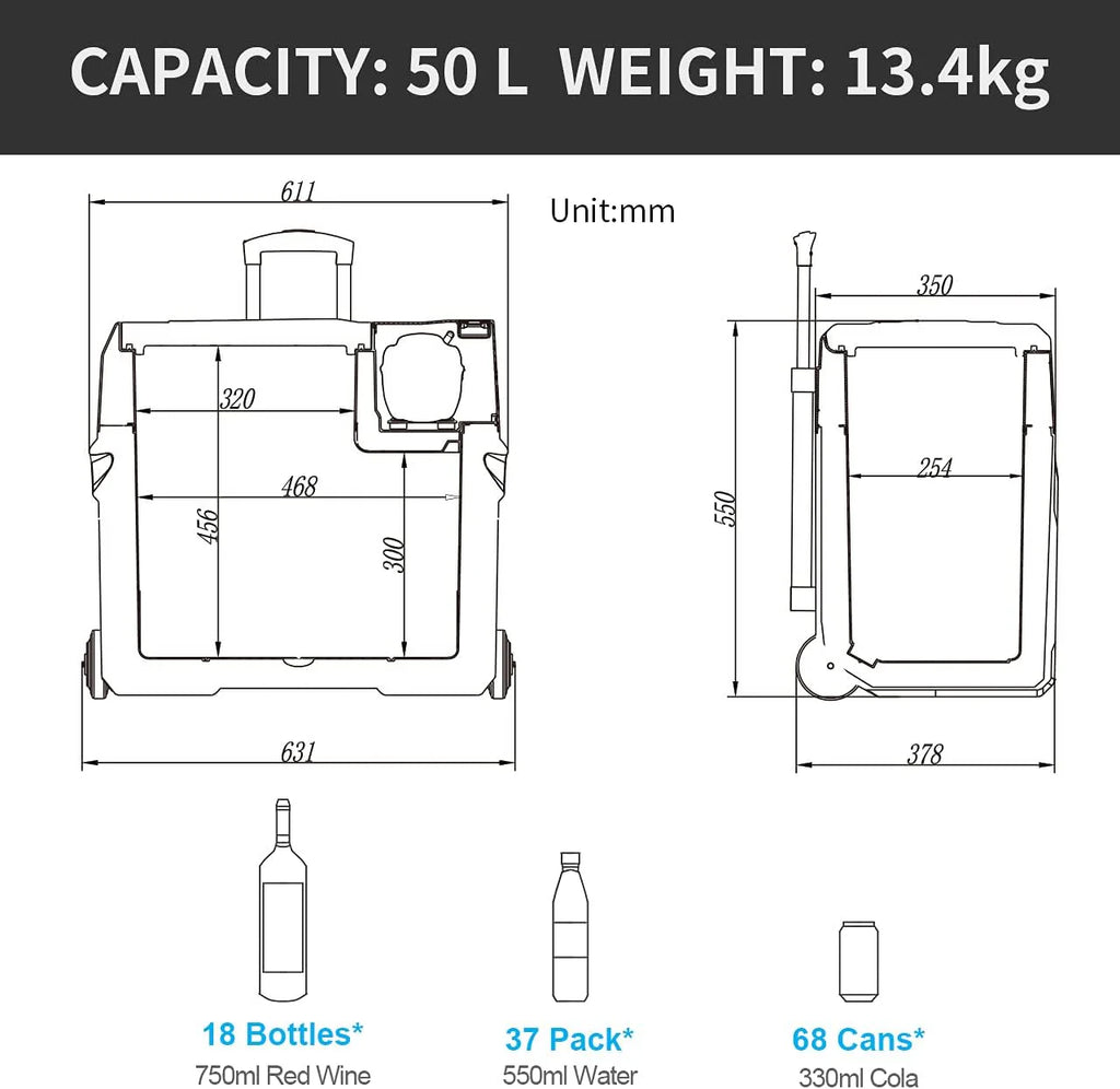 Alpicool CF55 55 Liter Kühlbox 12V tragbarer Mini-Kühlschrank elektrische Gefrierbox klein Gefrierschrank für Auto Camping, LKW, Boot und Steckdose mit USB-Anschluss, -20℃ bis 20℃