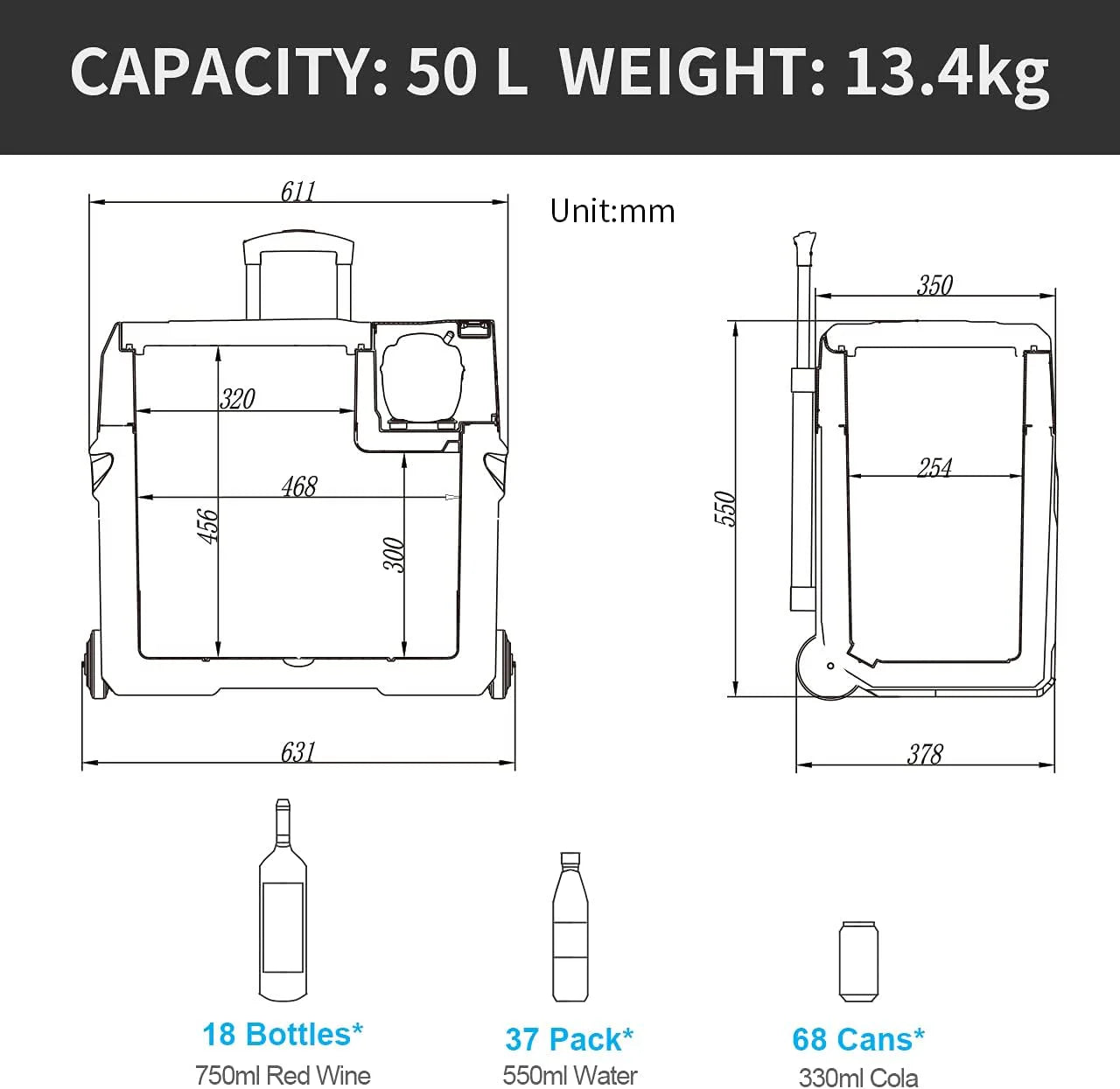 Alpicool CF55 55 Liter Kühlbox 12V tragbarer Mini-Kühlschrank elektrische Gefrierbox klein Gefrierschrank für Auto Camping, LKW, Boot und Steckdose mit USB-Anschluss, -20℃ bis 20℃