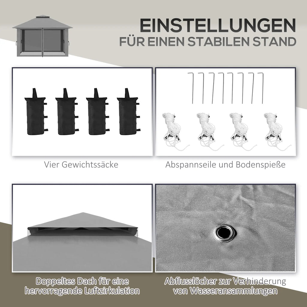 Outsunny Faltpavillon höhenverstellbar UV50+ mit Rollen