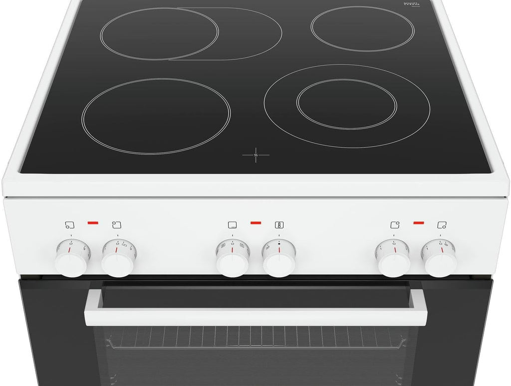 Bosch HKR39C250 Serie 4 Elektro-Standherd, 60 cm breit, EcoClean Direct Reinigungshilfe, 3D Heißluft Backen auf 3 Ebenen, LED-Display-Steuerung, erweiterbare Kochzone für großes Kochgeschirr