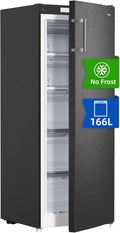 CHiQ FSD166NE4E Gefrierschrank 166 L, No Frost Technologie, Wechselbarer Türanschlag, Schwarzer Edelstahl, 144cm Höhe