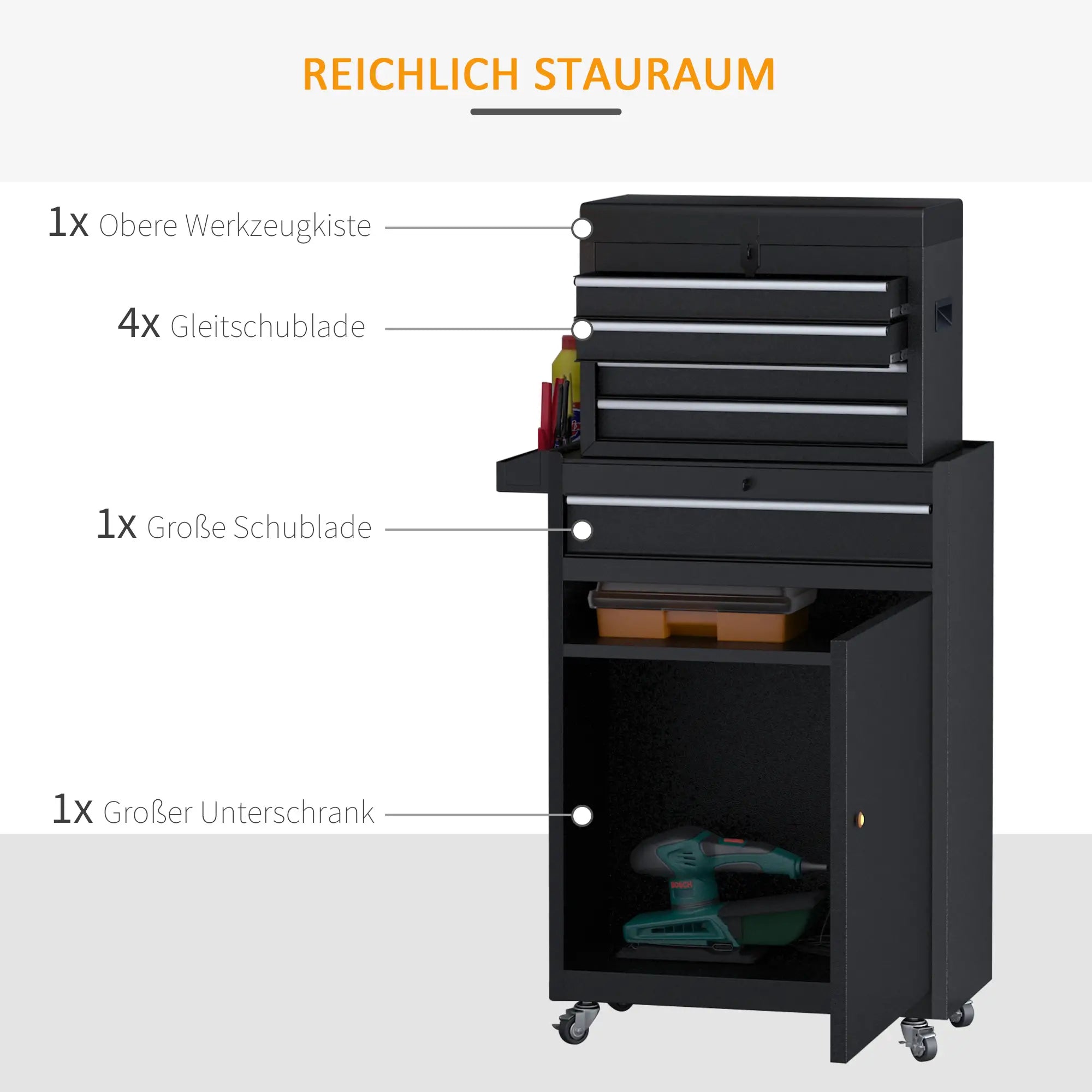 Durhand Werkstattwagen Werkzeugschrank rollbar viel Stauraum
