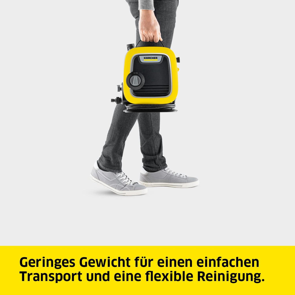 Krcher Hochdruckreiniger K Mini, leicht und kompakt, Druck: max. 110 bar, Durchfluss: 360 l/h, Flche: 20 m/h, Gewicht: 3,93 kg, Hochdruckpistole, Dreckfrser, Strahlrohr, Wasserfilter,Schwarz, Gelb
