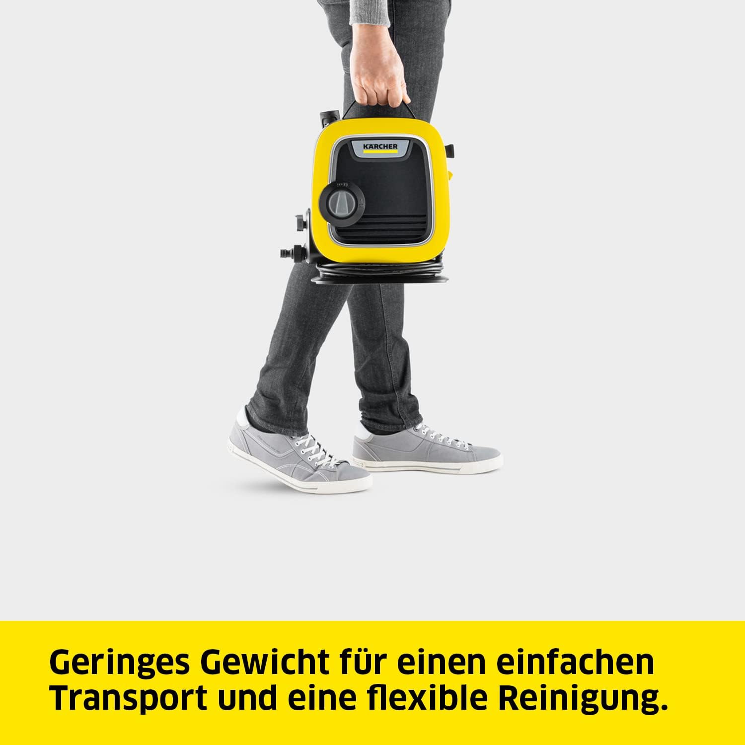 Krcher Hochdruckreiniger K Mini, leicht und kompakt, Druck: max. 110 bar, Durchfluss: 360 l/h, Flche: 20 m/h, Gewicht: 3,93 kg, Hochdruckpistole, Dreckfrser, Strahlrohr, Wasserfilter,Schwarz, Gelb