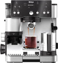 Ninja Luxe Essential 2-in-1-Kaffeemaschine mit Mahlwerk und Aufschäumer für Latte, Cappuccino & Espresso, einfache Handhabung, 2 Voreinstellungen zum Aufschäumen, Silber, ES501EU