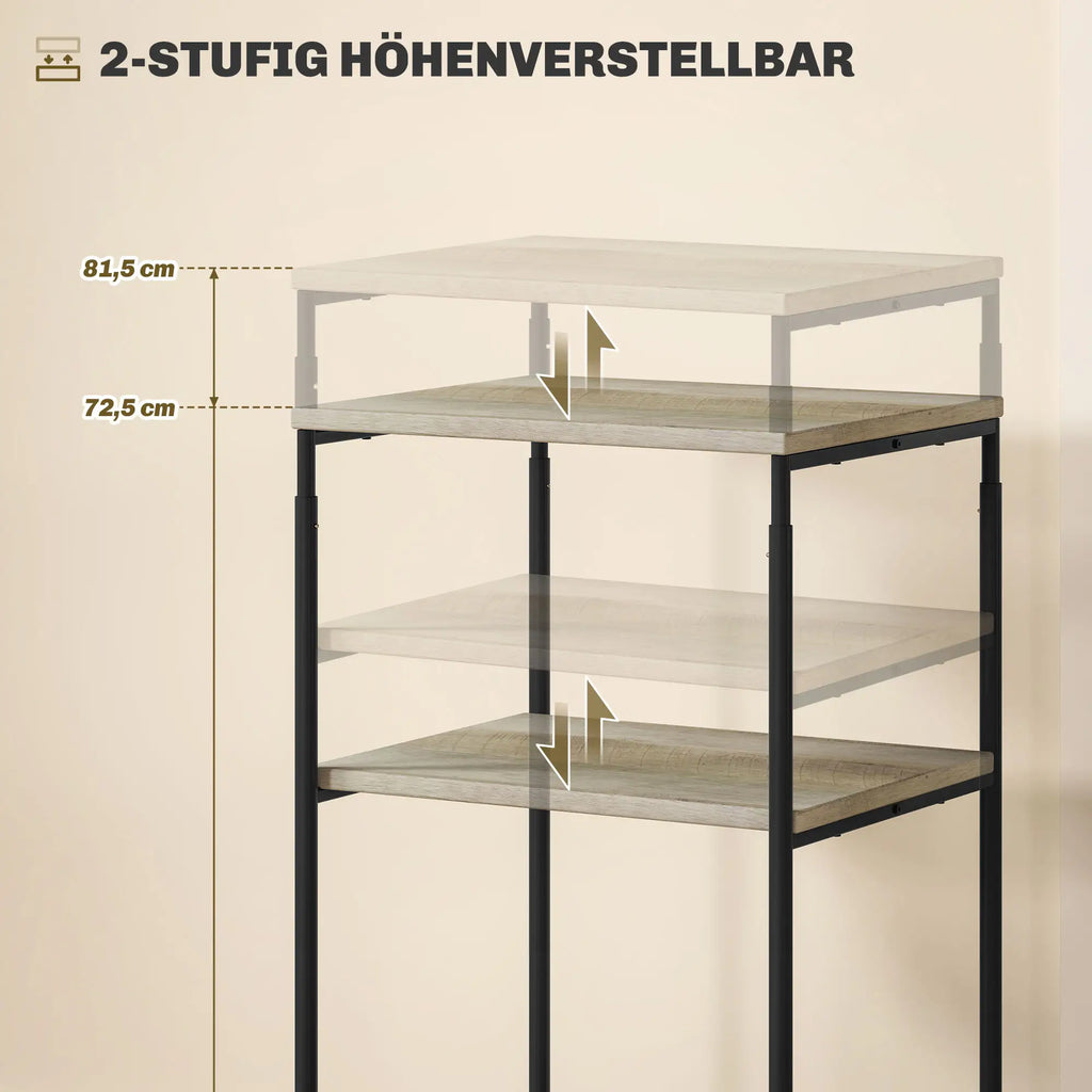 HOMCOM Druckertisch Druckerwagen 3 Ebenen höhenverstellbar mit Rollen