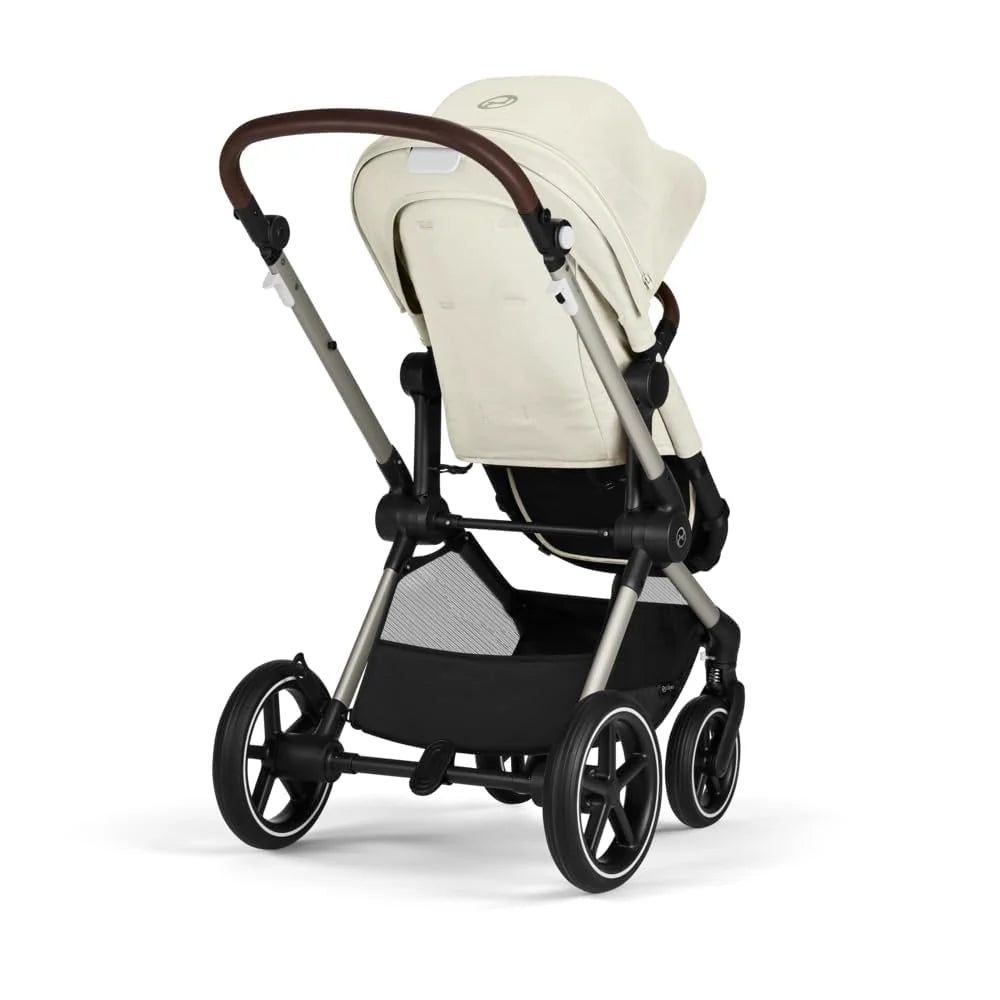 CYBEX Gold Kinderwagen EOS Lux 2-in-1 mit Babyschale Aton B2 i-Size und Babyschalen-Adapter, Reisesystem, Ab Geburt bis 22 kg (ca. 4 Jahre), Moon Black (Schwarz)