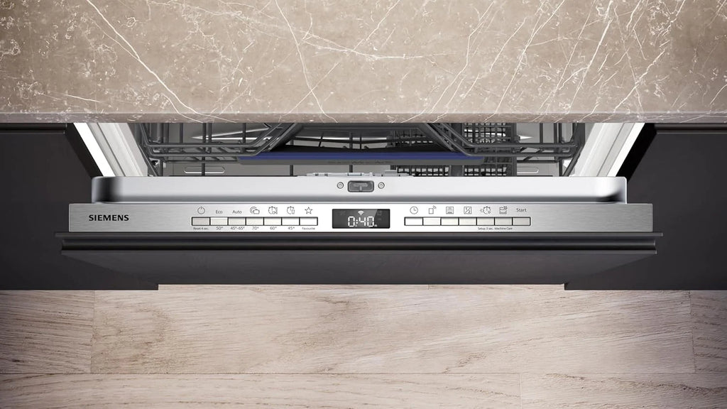 Siemens SN63EX06VE, iQ300 Smarter Geschirrspüler, Vollintegrierte Spülmaschine, 60 cm, Besteckschublade, Extra leise, varioSpeed, Automatische Türöffnung, Dreifach rackMatic, infoLight, intesiveZone
