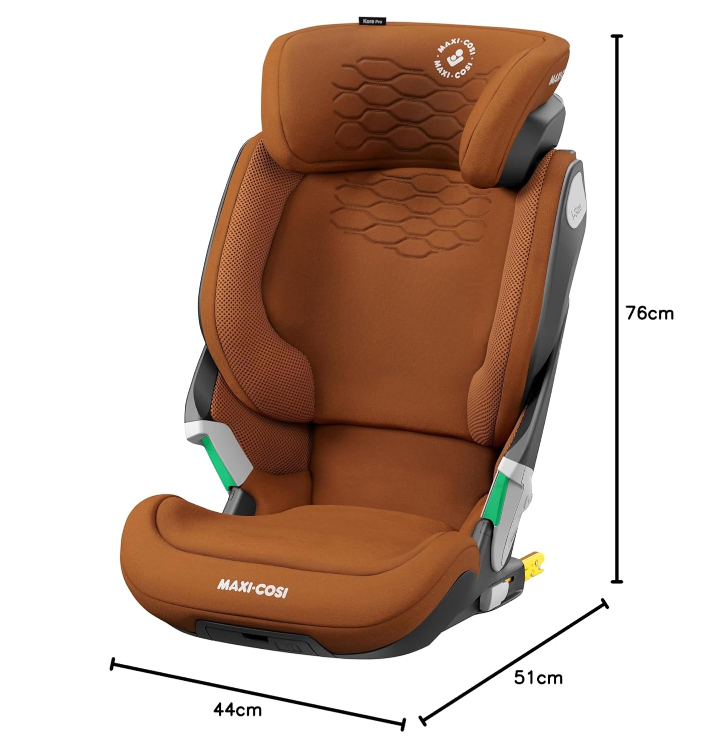 Maxi-Cosi Kore Pro i-Size Kindersitz, 3.5–12 Jahre, 100–150 cm, ClickAssist Licht, Verstellbare Höhe/Breite, Side Protection System+, Authentic Cognac