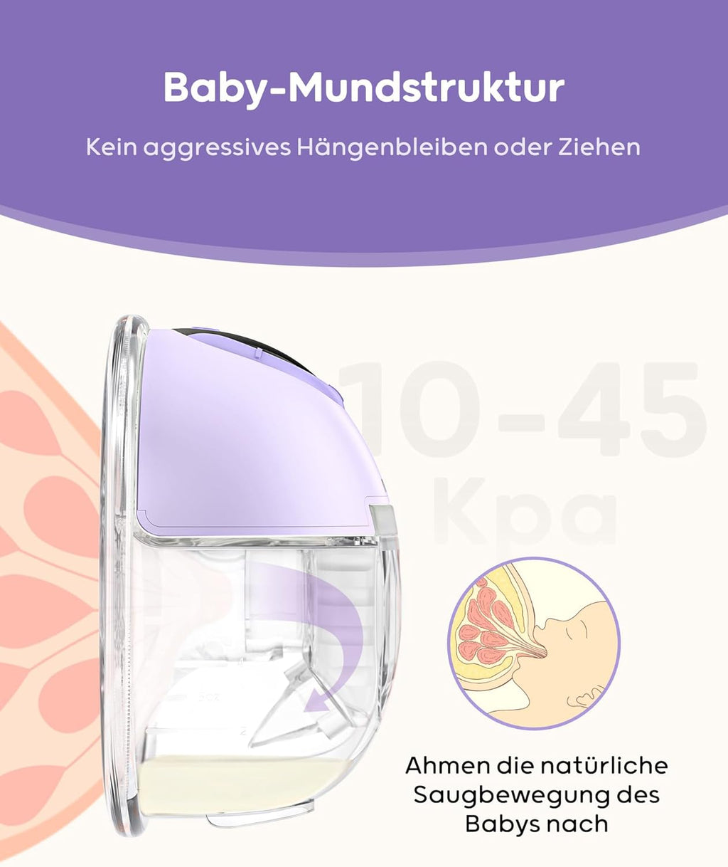 Nuliie Milchpumpe Elektrisch tragbare S32, Elektrische milchpumpe freihändig 4 Modi 9 Stufen mit 18/21/24 mm komfortabler Flansch, Privat, mit Ersatzzubehör im Lieferumfang (2Packs, Weiß)