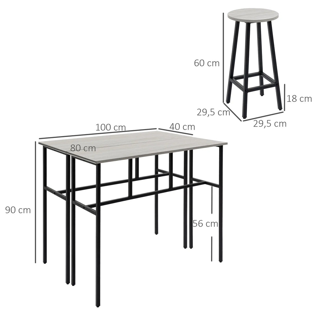 HOMCOM Bartisch-Set 6-teilig kombinierbar platzsparend Essgruppe