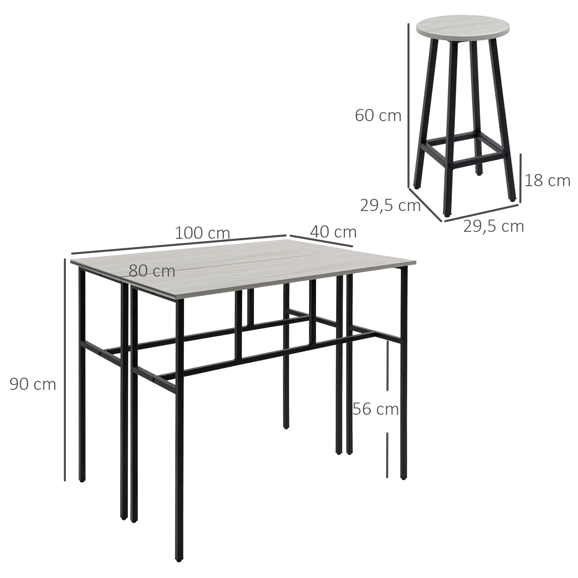 HOMCOM Bartisch-Set 6-teilig kombinierbar platzsparend Essgruppe