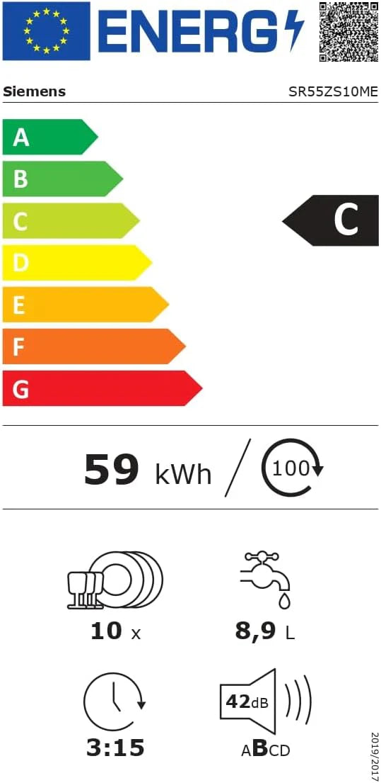 Siemens SR65YX08ME, iQ500 Smarter Geschirrspüler Vollintegriert, 45 cm breit, Besteckschublade, Zeolith, extra leise, aquaStop, automatische Türöffnung nach Programmende, varioSpeed, Innenbeleuchtung