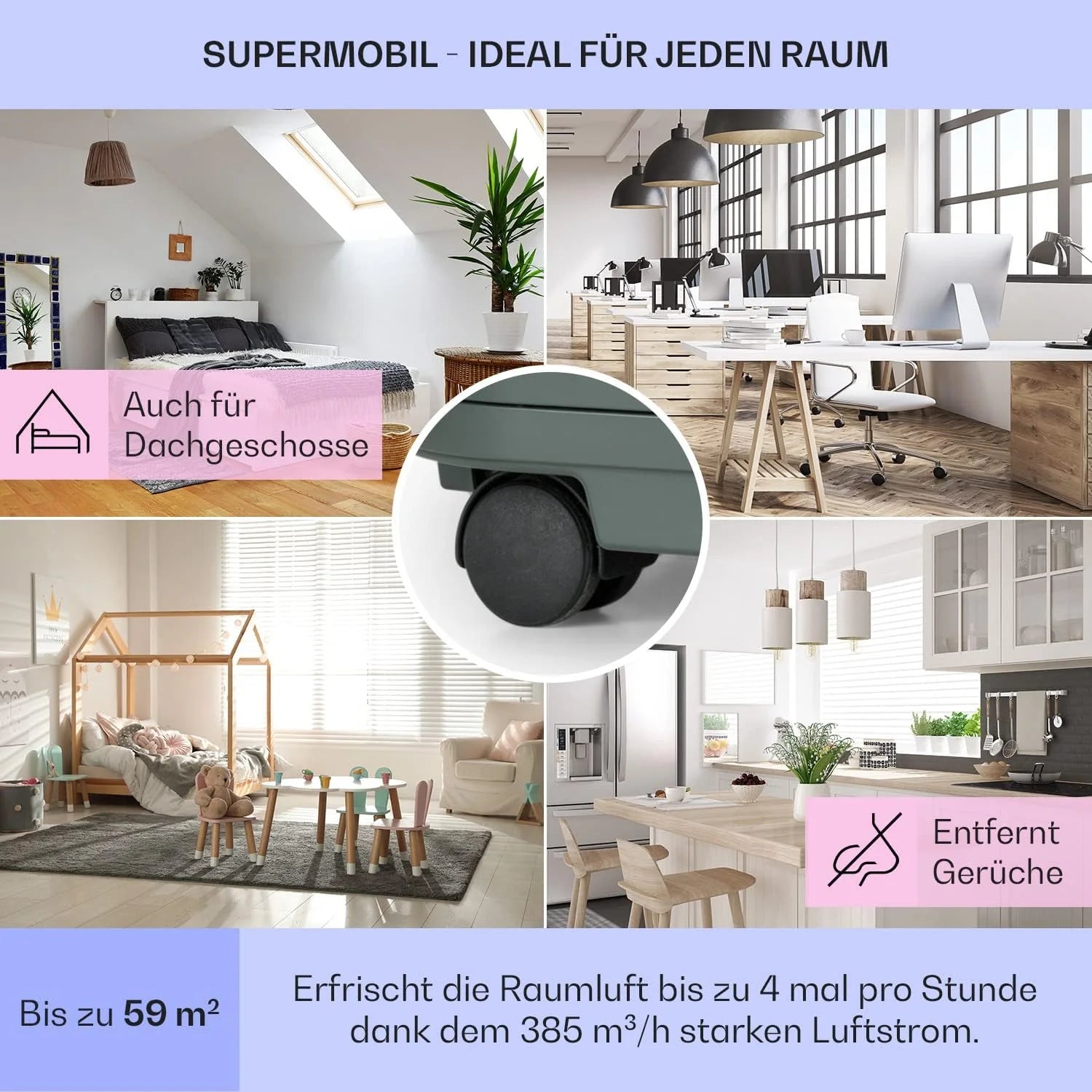 Klarstein Mobile Klimaanlage mit Abluftschlauch, 5-in-1 Klimagerät, Ventilator, Luftentfeuchter, Luftreiniger & Nachtmodus, App-Steuerung, Kleine & Portable, für Wohnung & Büro, 12000 BTU