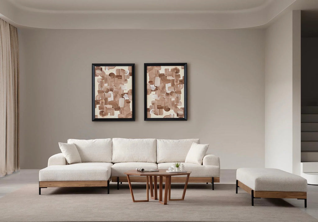 Eti Oak Left Ecksofa - Weiss