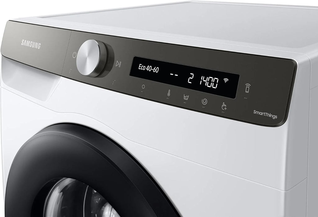 Samsung Waschmaschine, 8 kg, 1400 U/min, Ecobubble, Automatische Waschmittel- und Weichspülerdosierung, Inox/Schwarz, WW80T534AAXAS2