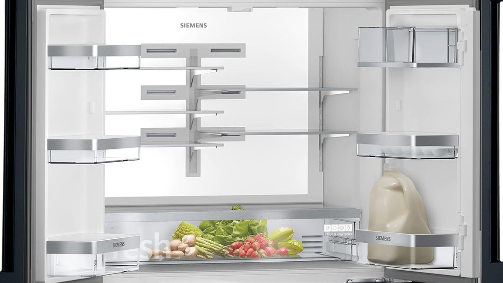 SIEMENS KF96NVPEA iQ300 Multi-Door-Kühlschrank, 183 x 91 cm, 405 L Kühlen & 200 L Gefrieren, hyperFresh längere Frische, noFrost nie wieder abtauen, superCooling schnellere Kühlung