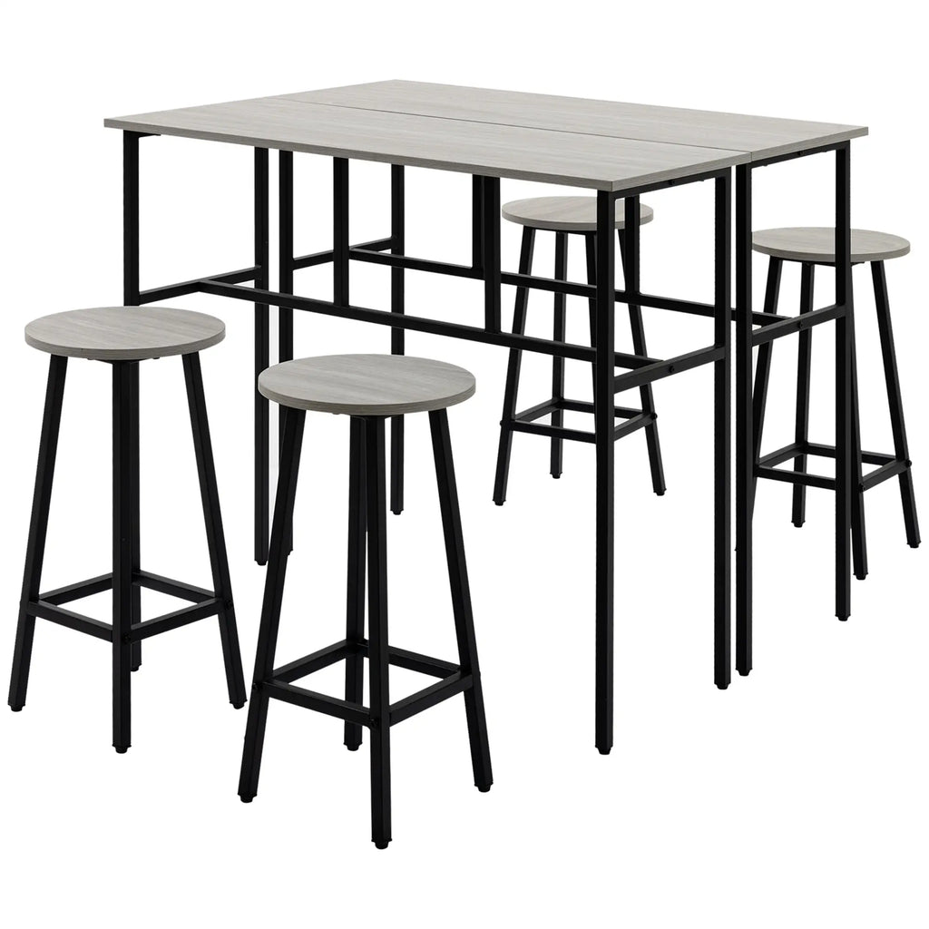 HOMCOM Bartisch-Set 6-teilig kombinierbar platzsparend Essgruppe