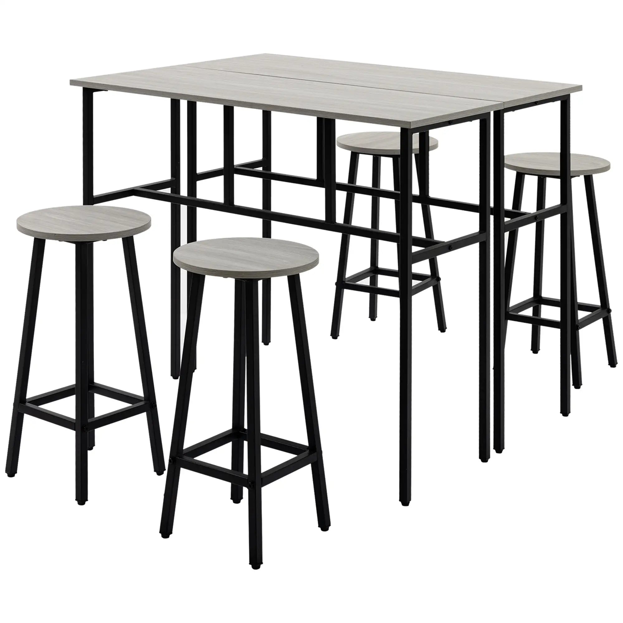 HOMCOM Bartisch-Set 6-teilig kombinierbar platzsparend Essgruppe