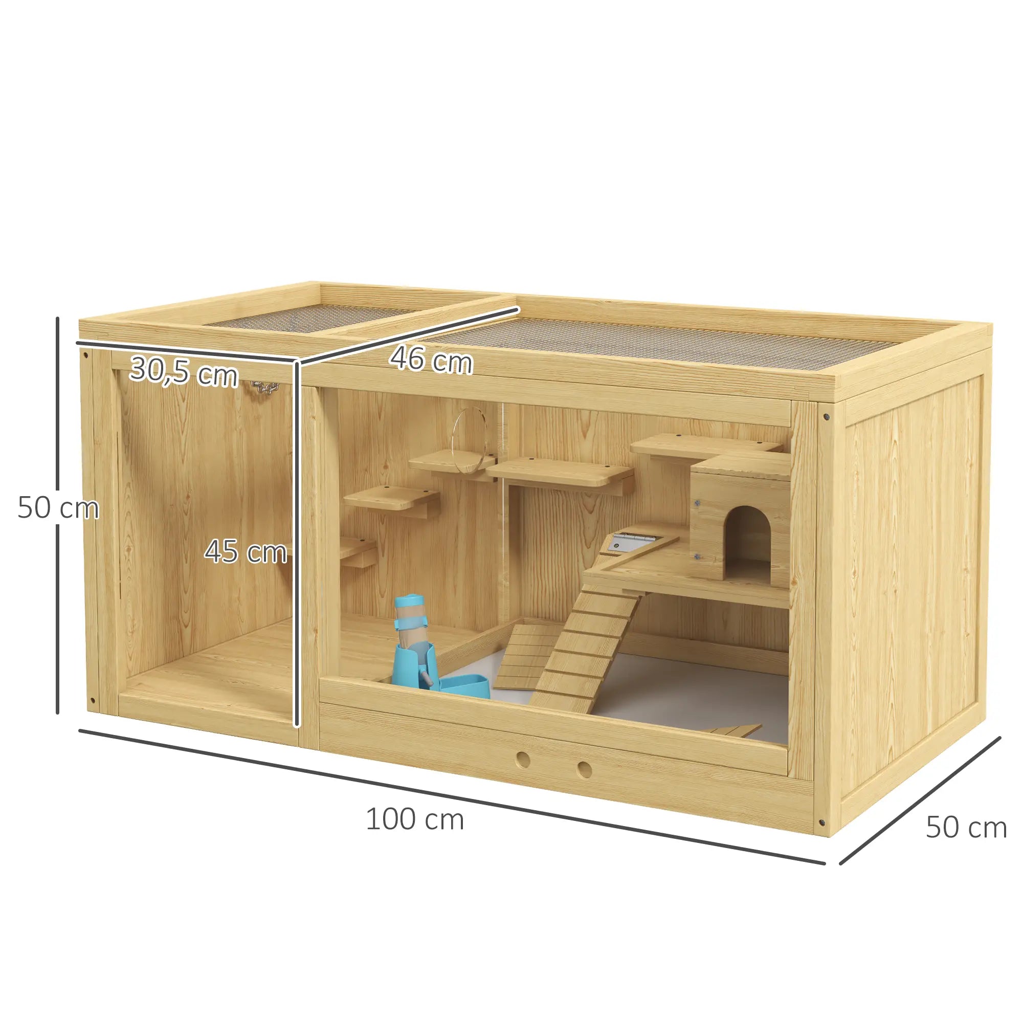 PawHut Hamsterkäfig Kleintierkäfig mehrstöckig mit Zubehör Holz