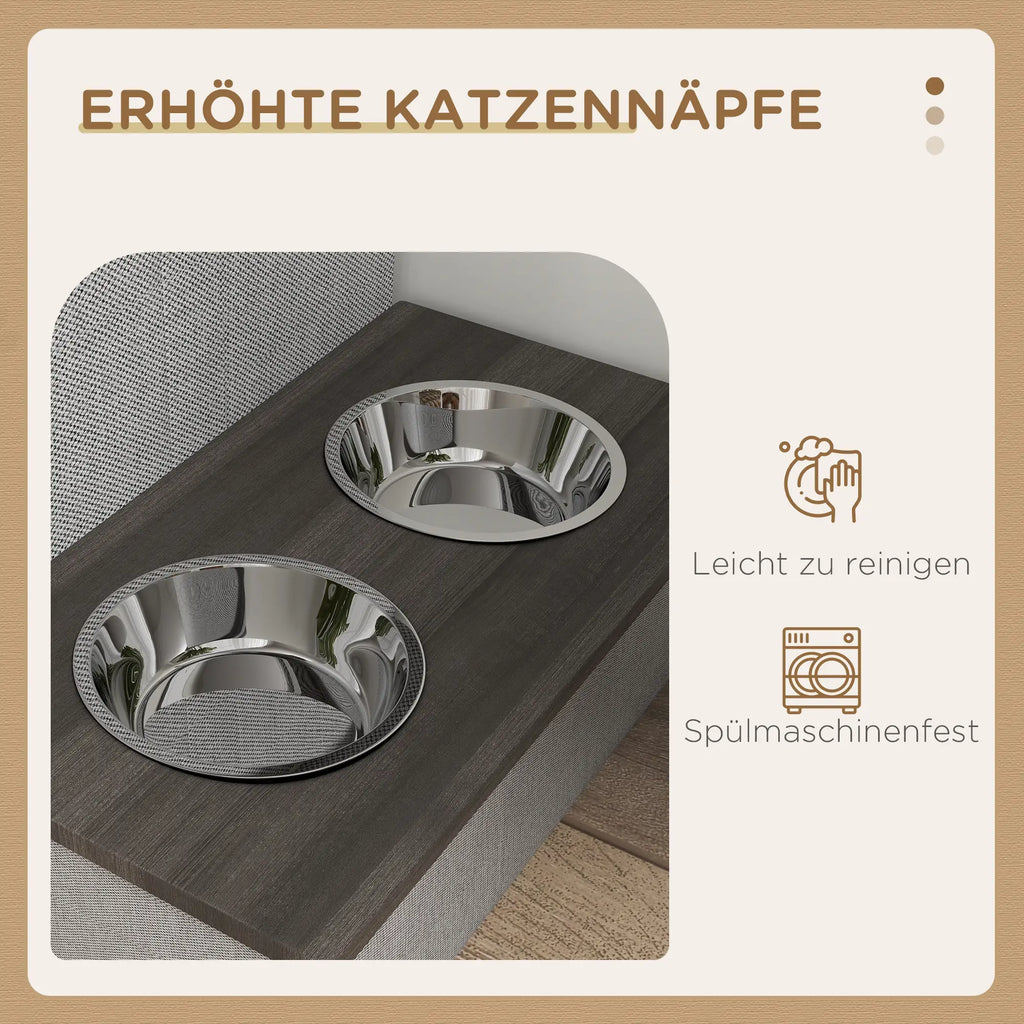 Edelstahl Futternapf Set 2 Näpfe Grau 78x48x49,5 cm