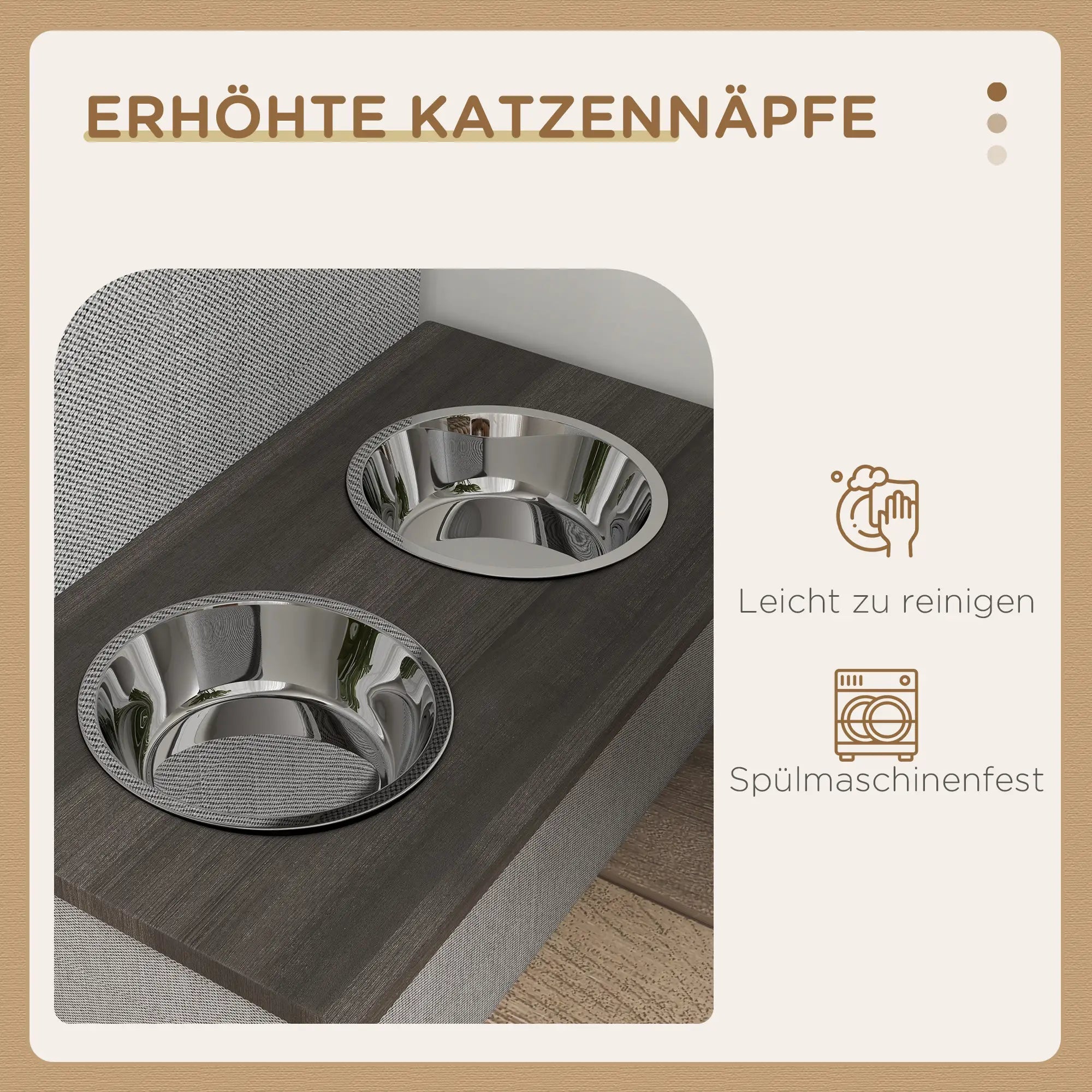Edelstahl Futternapf Set 2 Näpfe Grau 78x48x49,5 cm