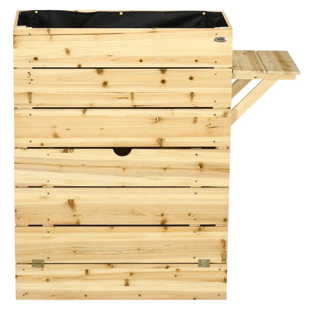 Outsunny Hochbeet Pflanzkasten mit Ablage erhöht Massivholz