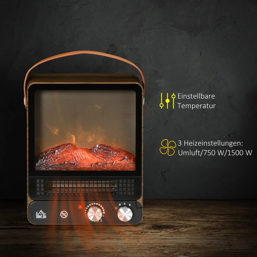 HOMCOM Elektrokamin realistische LED-Flammen Temperaturkontrolle