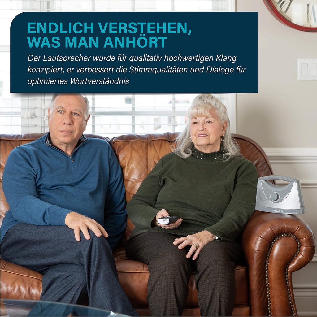 SEREONIC Tragbare Kabellose TV Lautsprecher für Smart TV – Idealer Lautsprecher für Fernseher ohne Dröhnenden Klang – Kabelloser TV Lautsprecher für Hörbeeinträchtigte und Senioren – Reichweite 30 m