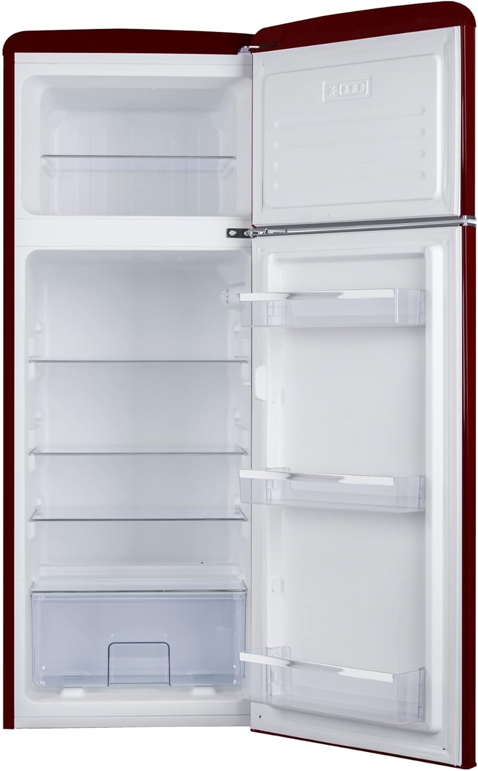 Amica KGC 15632 T Retro Kühl-/Gefrierkombination / Ice Blue (Türkis) / 144cm (H) x 55cm (B) x 62cm (T) / Retro-Design / Kühlschrank mit Gefrierfach