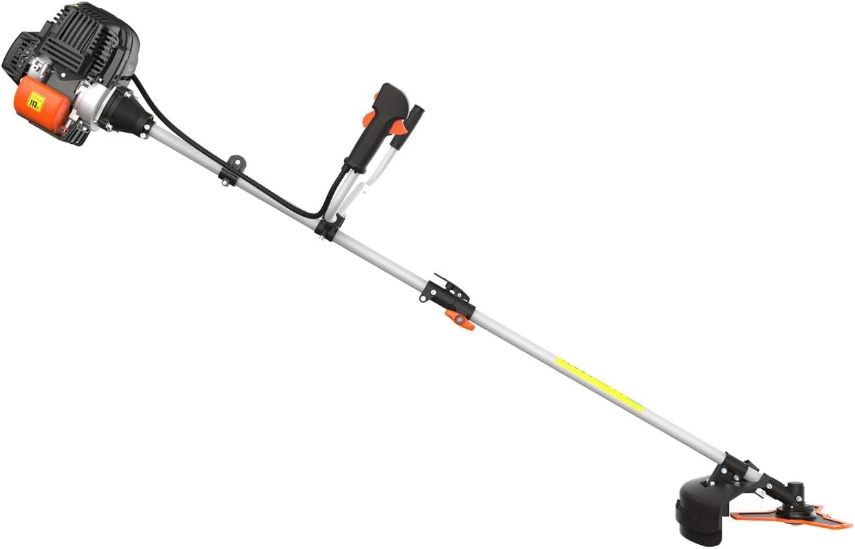 FUXTEC Benzin Motorsense FX-4MS131, Rasentrimmer mit 4-Takt-Motor, 320 mm Schnittkreis, ergonomischer Zweihandgriff, Notstop-Schalter, leichtgewichtig, inkl. Profi-Tragegurt/Messer/Faden