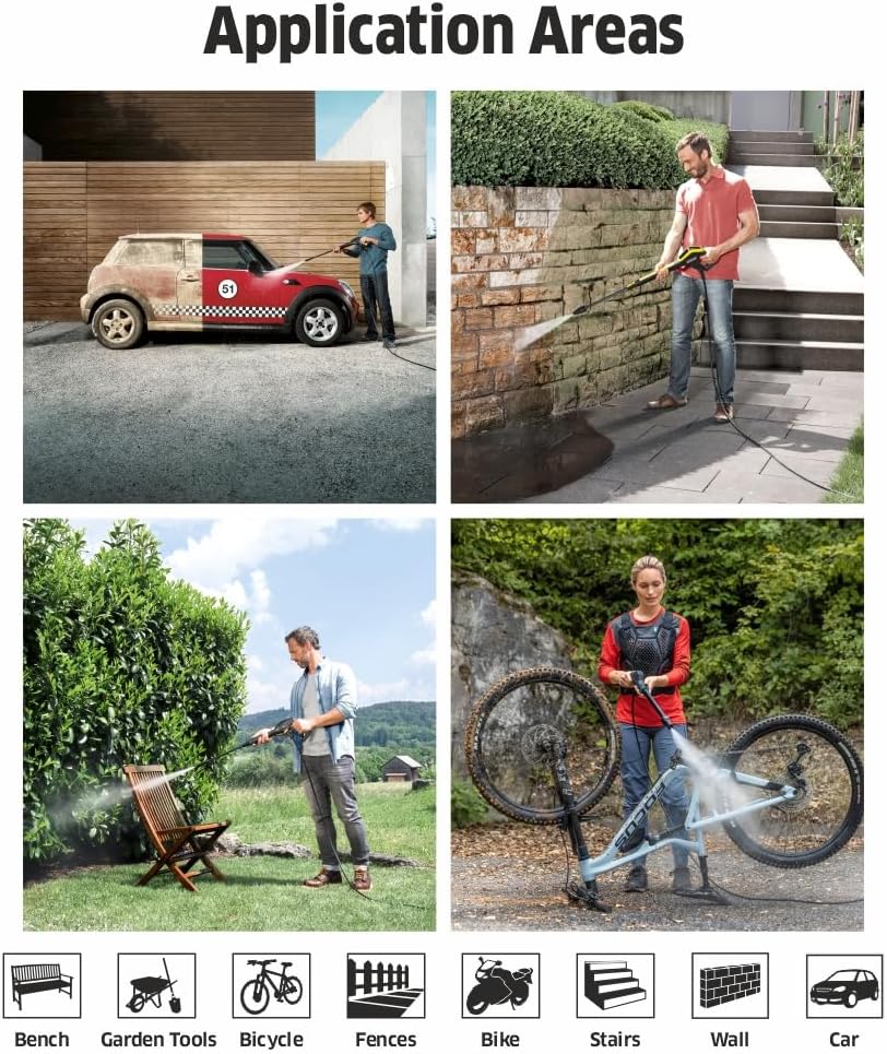 Krcher Hochdruckreiniger K Mini, leicht und kompakt, Druck: max. 110 bar, Durchfluss: 360 l/h, Flche: 20 m/h, Gewicht: 3,93 kg, Hochdruckpistole, Dreckfrser, Strahlrohr, Wasserfilter,Schwarz, Gelb