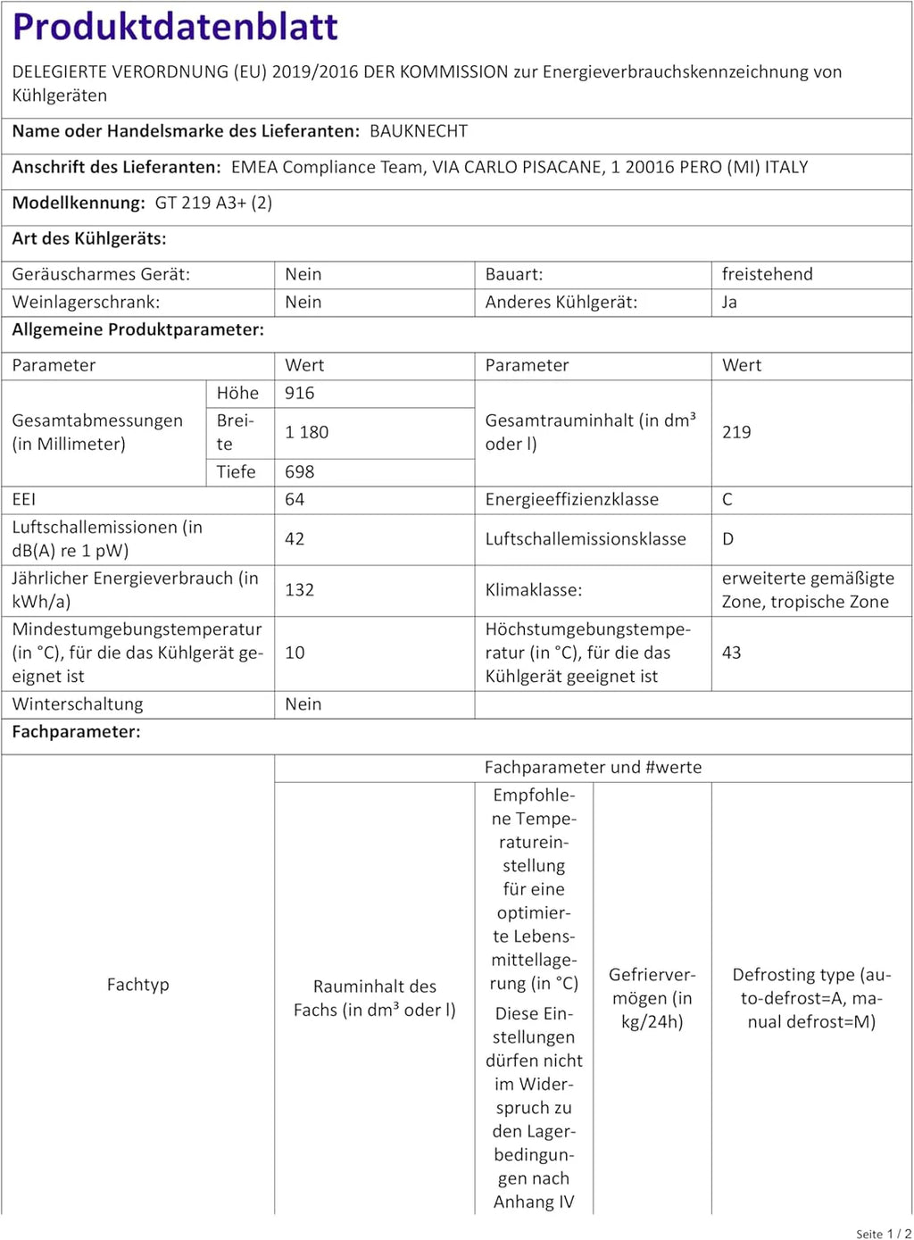 Bauknecht GT 219 A3+ Gefriertruhe/ Gefrieren: 215 L/ Supergefrieren/ SapceMax/ Innenbeleuchtung/ ECO Energiesparen/ Kindersicherung