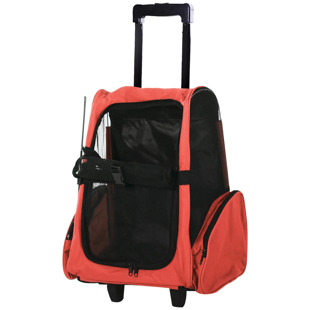 PawHut Hundetrolley Tragetasche 2in1 Rucksack mit Rollen höhenverstellbar
