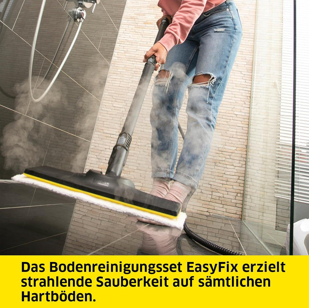 Krcher Dampfreiniger SC 5 EasyFix Iron Plug mit Heiwasser-Zuschaltung, Dampfdruck: 4,2 bar, Aufheizzeit: 3 min., Flche: ca. 150 m, Tank: 0,5 l + 1,5 l, Bodenreinigungsset EasyFix und Düsen