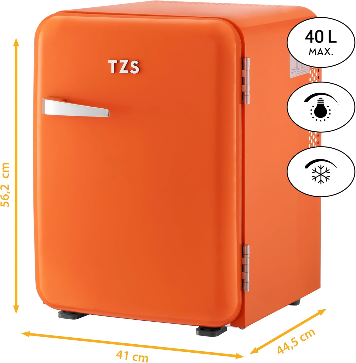 TZS First Austria lautloser Minikühlschrank | Retro Design | Einstellbare Kühlleistung | Türgriff |Thermoelektrisches Kühlsystem | 40L | creme