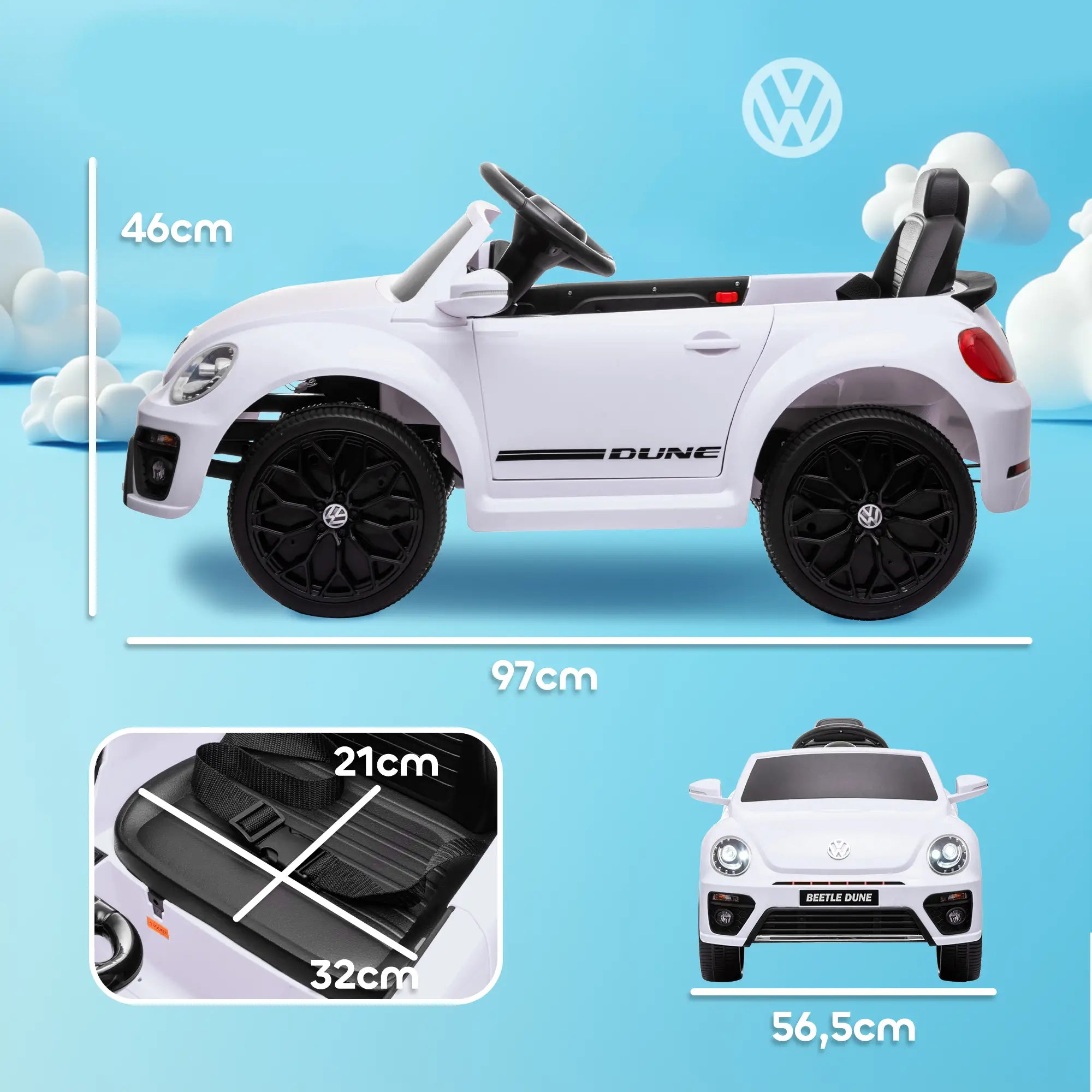 AIYAPLAY Kinder Elektroauto 12V mit Fernbedienung Weiß