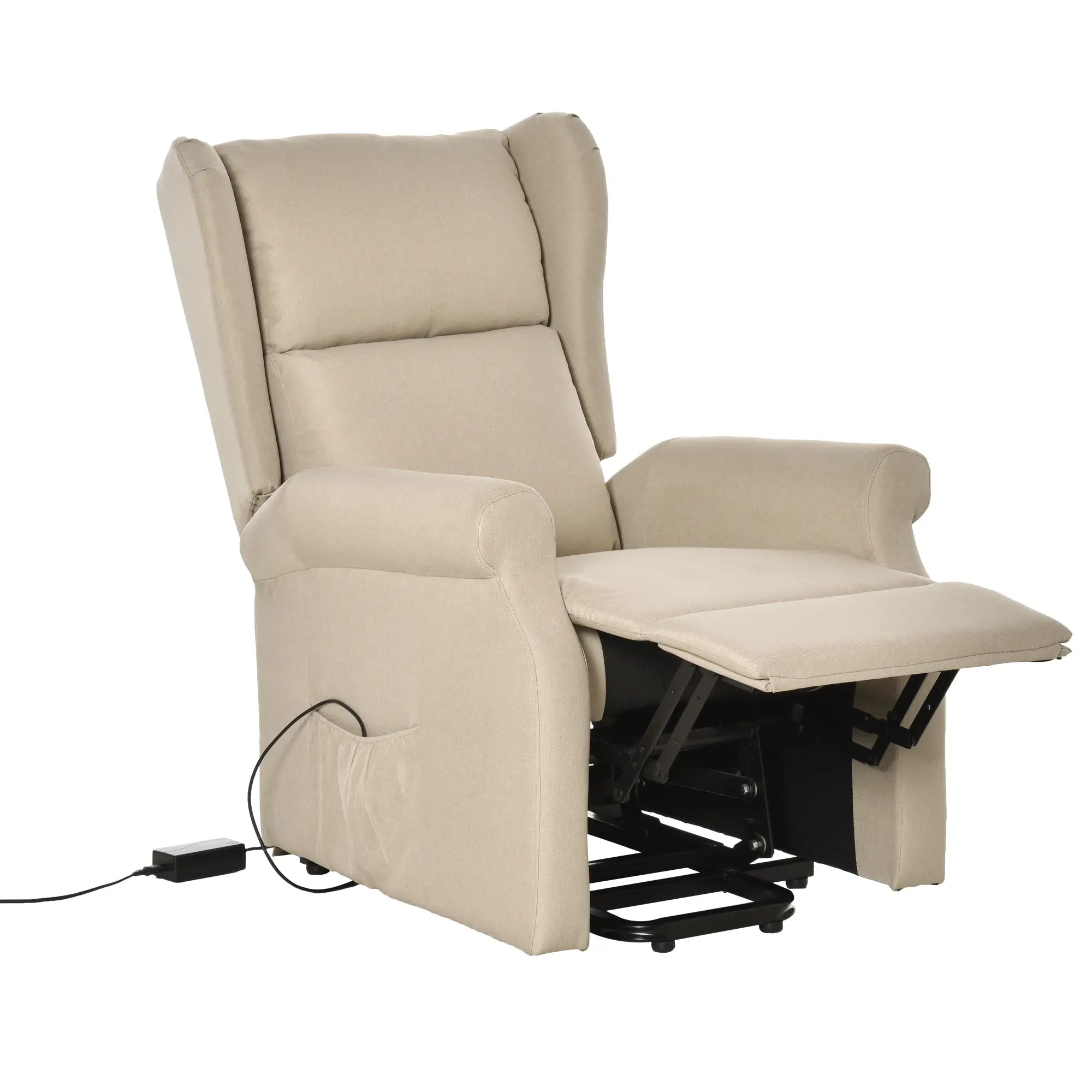 HOMCOM Aufstehsessel elektrisch Relaxsessel frei verstellbar cremeweiß