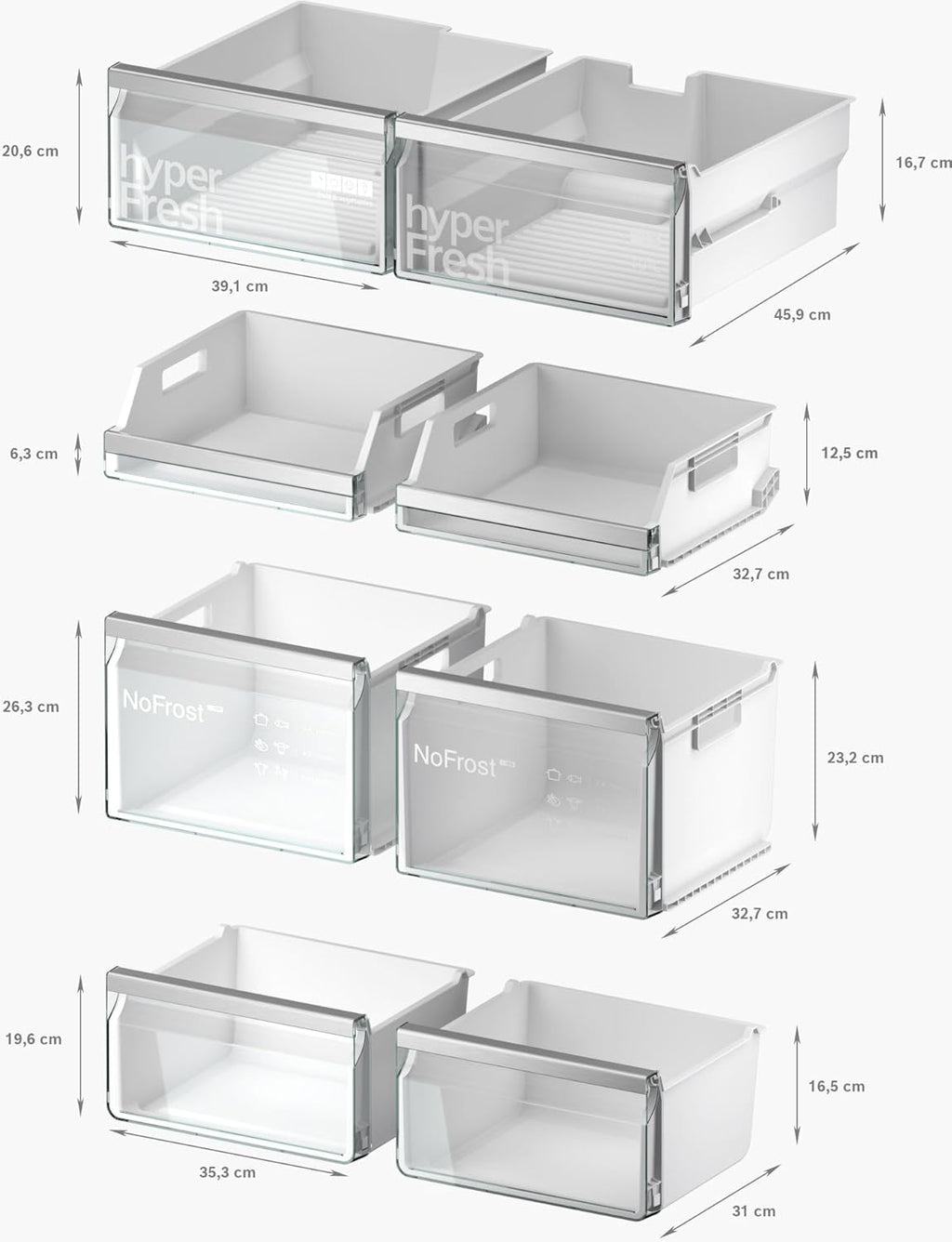 SIEMENS KF96NVPEA iQ300 Multi-Door-Kühlschrank, 183 x 91 cm, 405 L Kühlen & 200 L Gefrieren, hyperFresh längere Frische, noFrost nie wieder abtauen, superCooling schnellere Kühlung