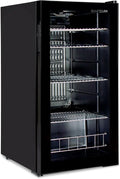 °CUBES Getränkekühlschrank 90L mit Glastür & 4 variablen Ablagen | Kompakter Flaschenkühlschrank, perfekt für zu Hause, Büro, Partys & Gastro | Stilvoller Kühlschrank mit Glastür, schwarz