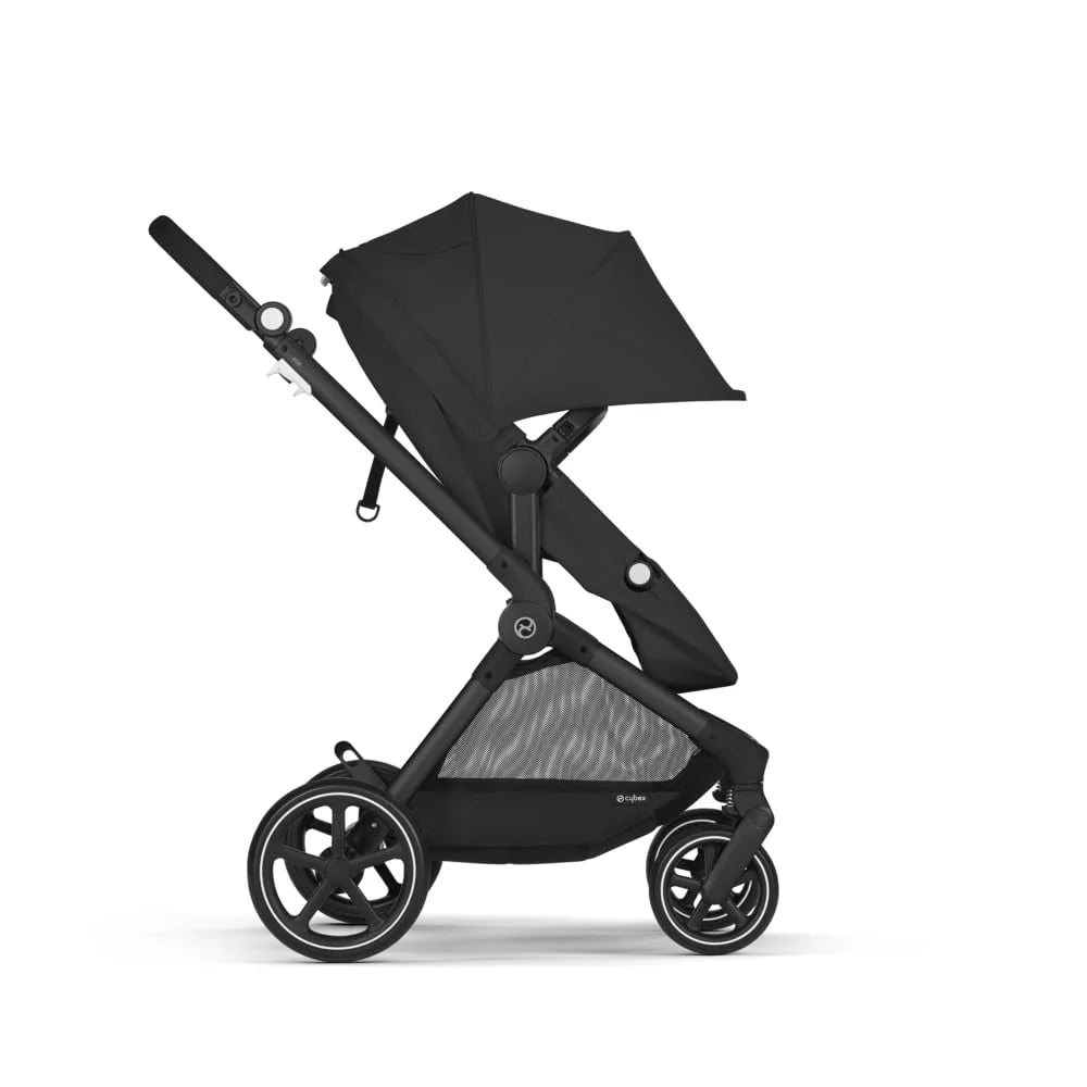 CYBEX Gold Kinderwagen EOS Lux 2-in-1 mit Babyschale Aton B2 i-Size und Babyschalen-Adapter, Reisesystem, Ab Geburt bis 22 kg (ca. 4 Jahre), Moon Black (Schwarz)