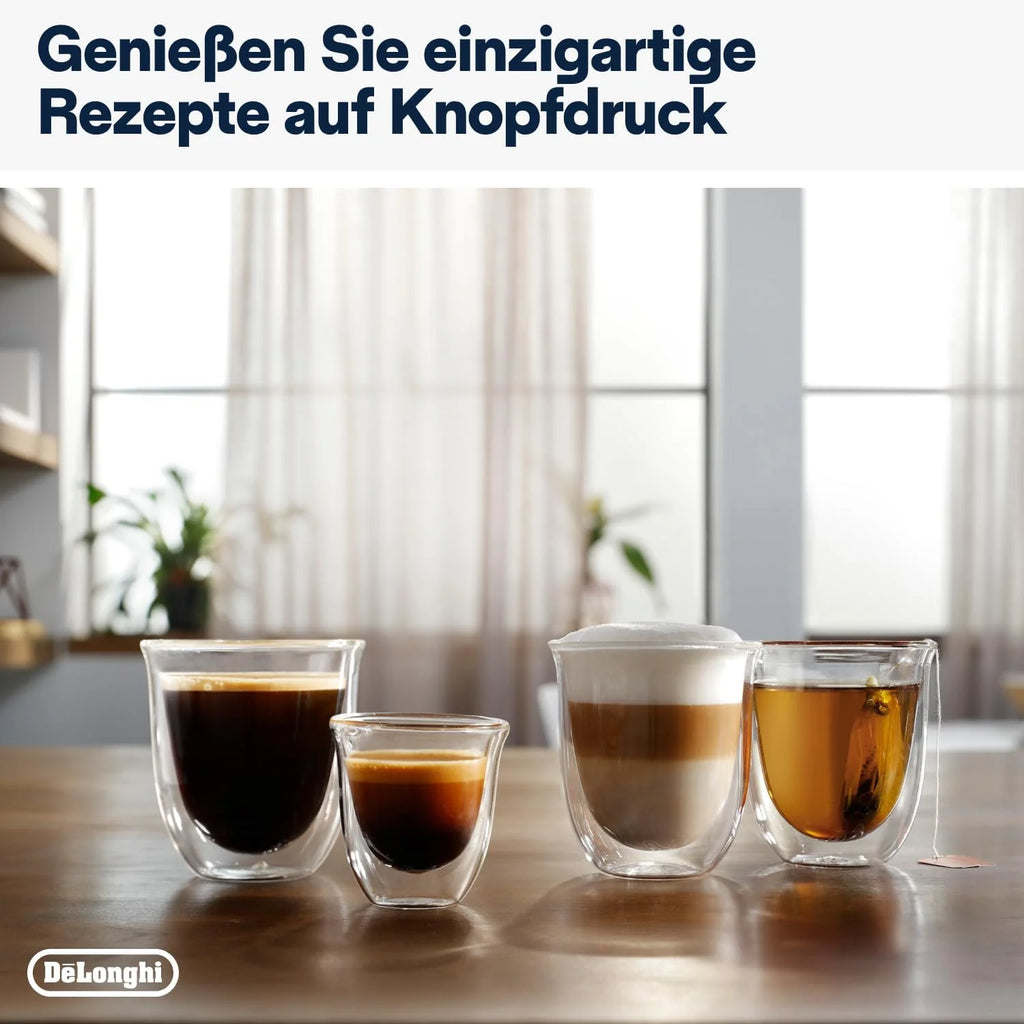De'Longhi Magnifica Evo Next ECAM312.80.TB, Kaffeevollautomat mit 13 Getränken (Cappuccino, Espresso, Latte Macchiato), 2,4'' TFT Farbdisplay, LatteCrema Milchsystem, 2-Tassen-Funktion, Titan
