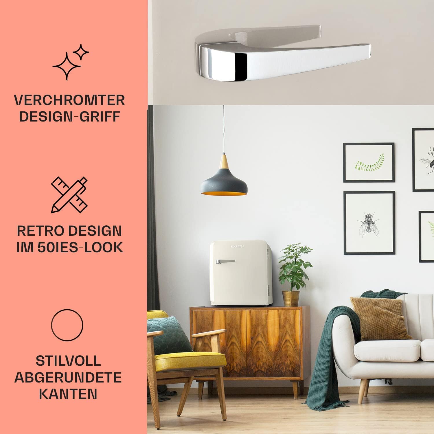 Klarstein Audrey Mini - kleiner Kühlschrank, kompakte Mini-Bar, freistehend, Kompressionskühlung, Fassungsvermögen, Kühlung: 0-10 °C, Mini-Kühlschrank mit 70 Liter Fassungsvermögen, rot