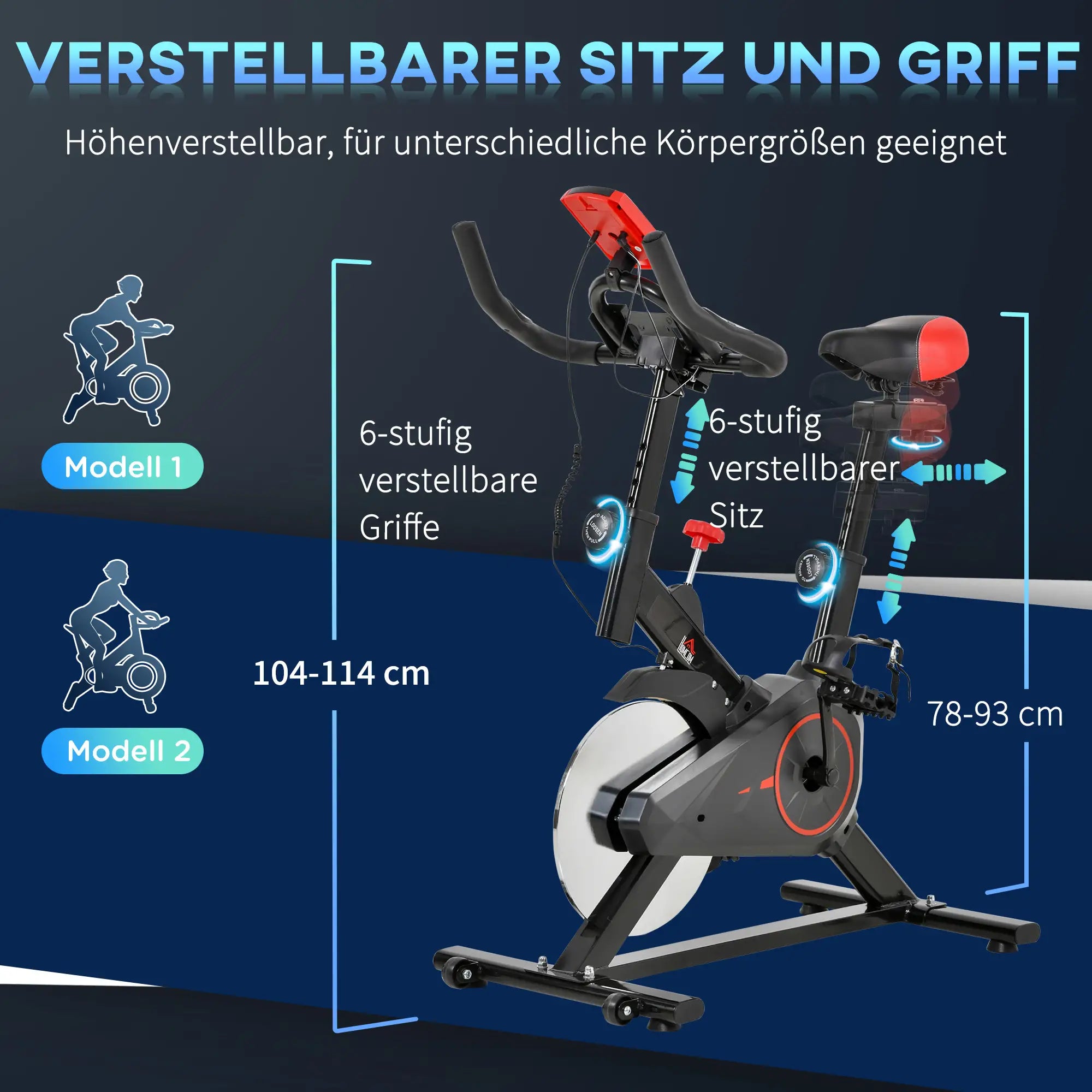 HOMCOM Fahrradtrainer Heimtrainer LCD-Display höhenverstellbar
