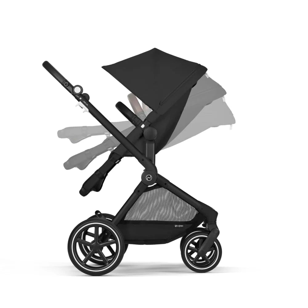 CYBEX Gold Kinderwagen EOS Lux 2-in-1 mit Babyschale Aton B2 i-Size und Babyschalen-Adapter, Reisesystem, Ab Geburt bis 22 kg (ca. 4 Jahre), Moon Black (Schwarz)
