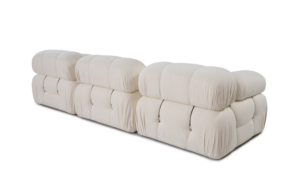 Bubble Beige L1 Ecksofa - Weiss