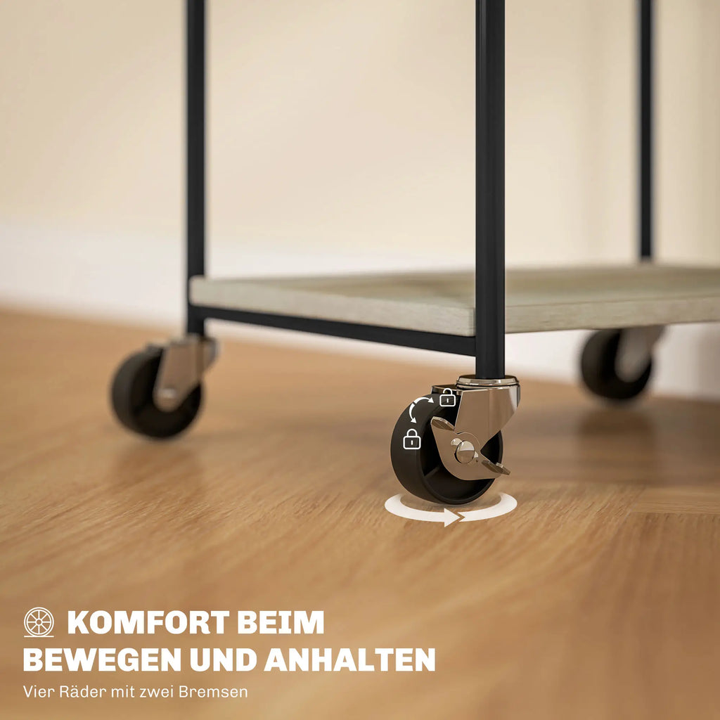 HOMCOM Druckertisch Druckerwagen 3 Ebenen höhenverstellbar mit Rollen