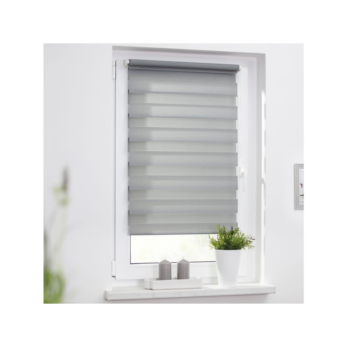 Lichtblick Klemmfix Duo-Rollo, Sonnen- und Sichtschutz, Lichtregulierung, ohne Bohren, Grau, 120 cm, 150 cm - B-Ware neuwertig