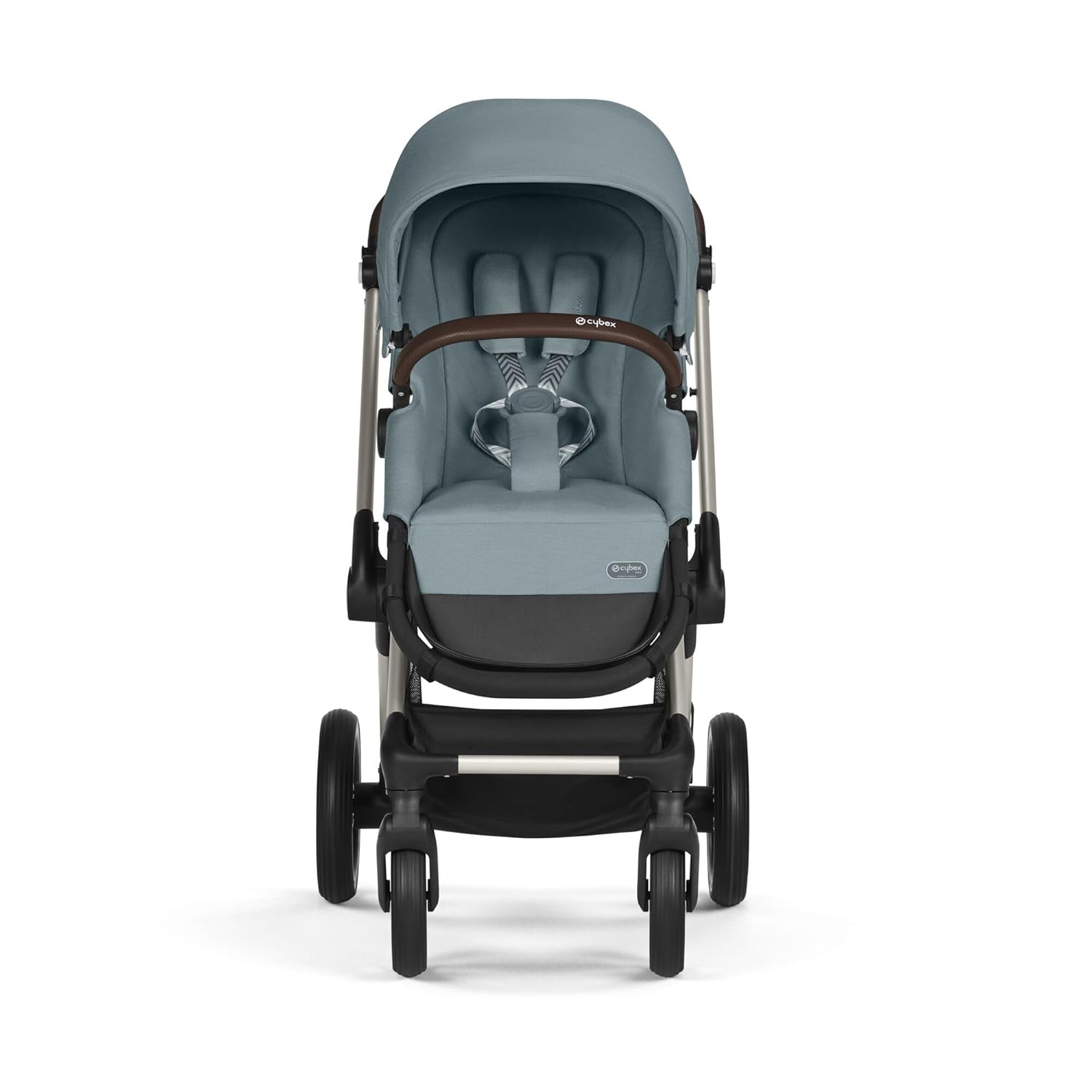 CYBEX Gold Kinderwagen EOS Lux 2-in-1 mit Babyschale Aton B2 i-Size und Babyschalen-Adapter, Reisesystem, Ab Geburt bis 22 kg (ca. 4 Jahre), Moon Black (Schwarz)