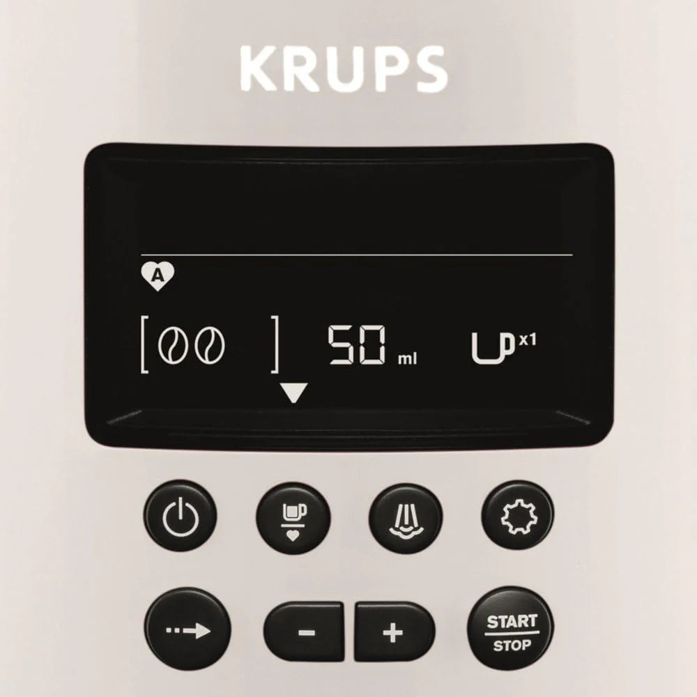 Krups Essential Kaffeevollautomat mit Milchschlauch, 2-Tassen-Funktion, LCD-Display, Einfache Reinigung, Kaffeemaschine, TÜV-Siegel, Schwarz, EA816031